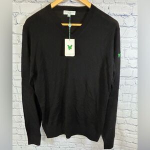 NWT Lyle & Scott Black Club Jumper Merino Wool Golf Casual Business Sweater M